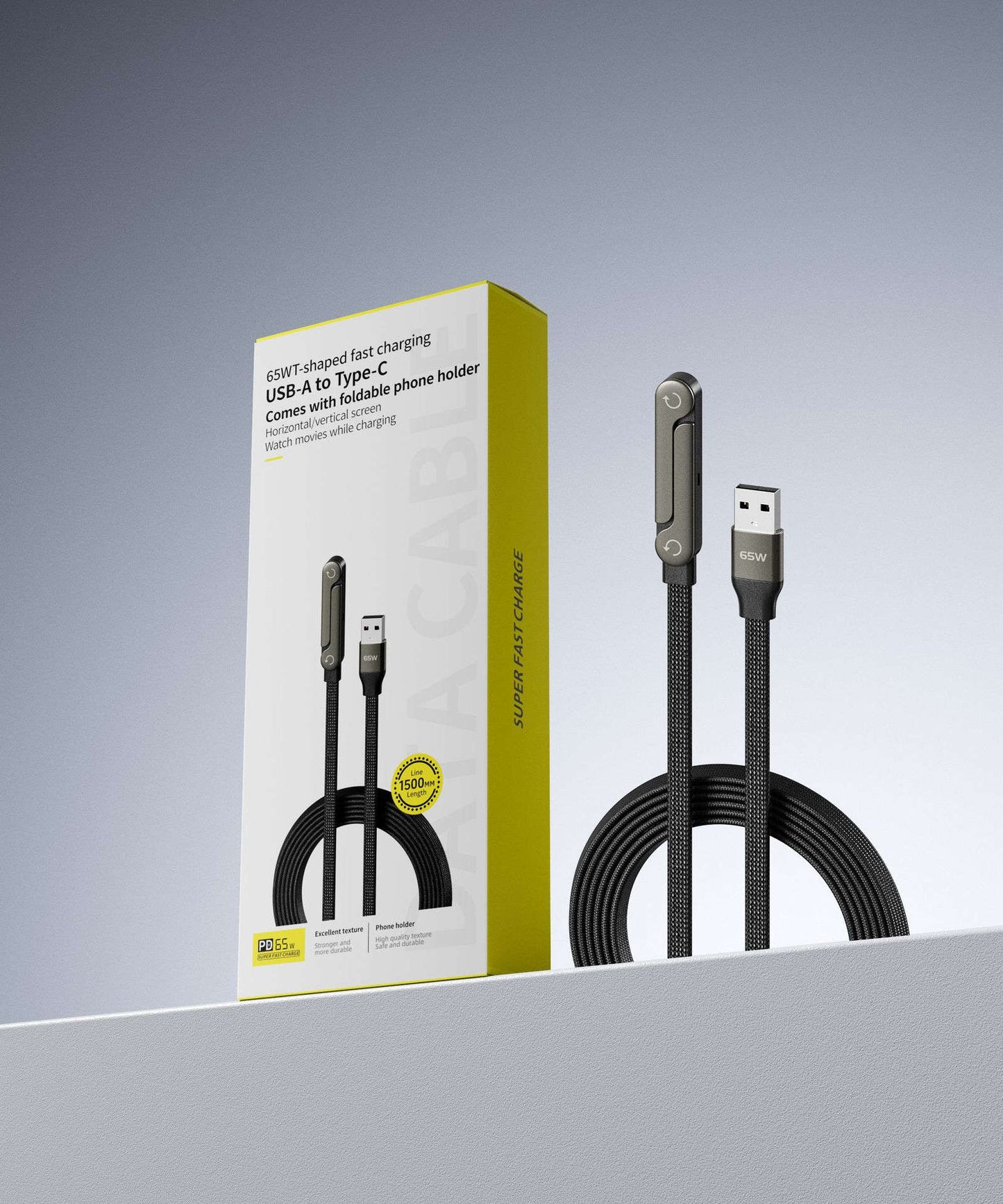 Fast Charging Foldable Bracket Data Cable 2-in-1 Data Wire Foldable Phone Tablet Stand Type-C To Type-C USB-A To Type-C - Jabula & Co