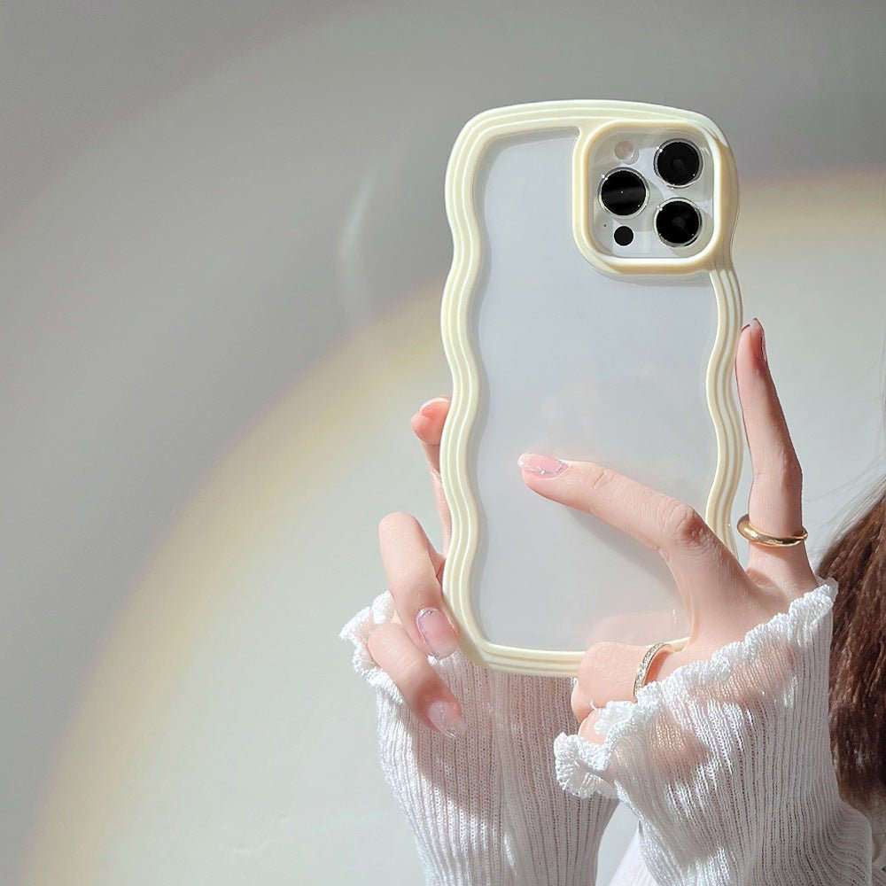 Wave Border Mobile Phone Case Solid Color Simple Candy Color - Jabula & Co