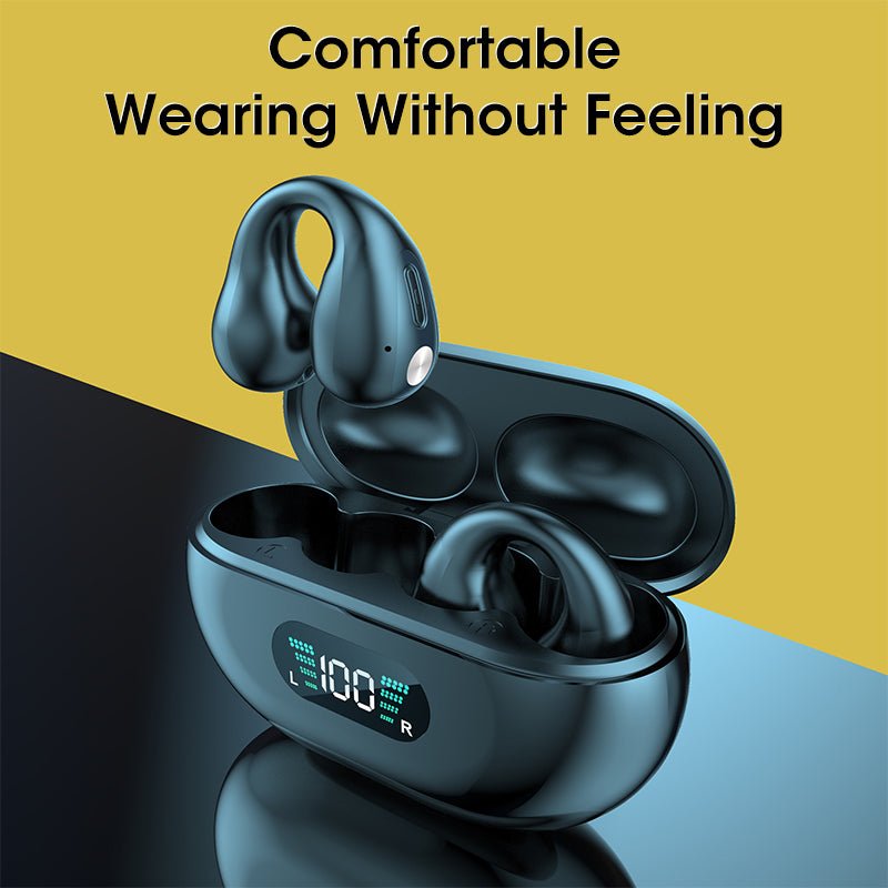 Bone Conduction Headphones TWS Earbuds Ear Clip Bluetooth 5.3 Touch Wireless Earphone In-Ear Bass HIFI Sports Headset - Jabula & Co