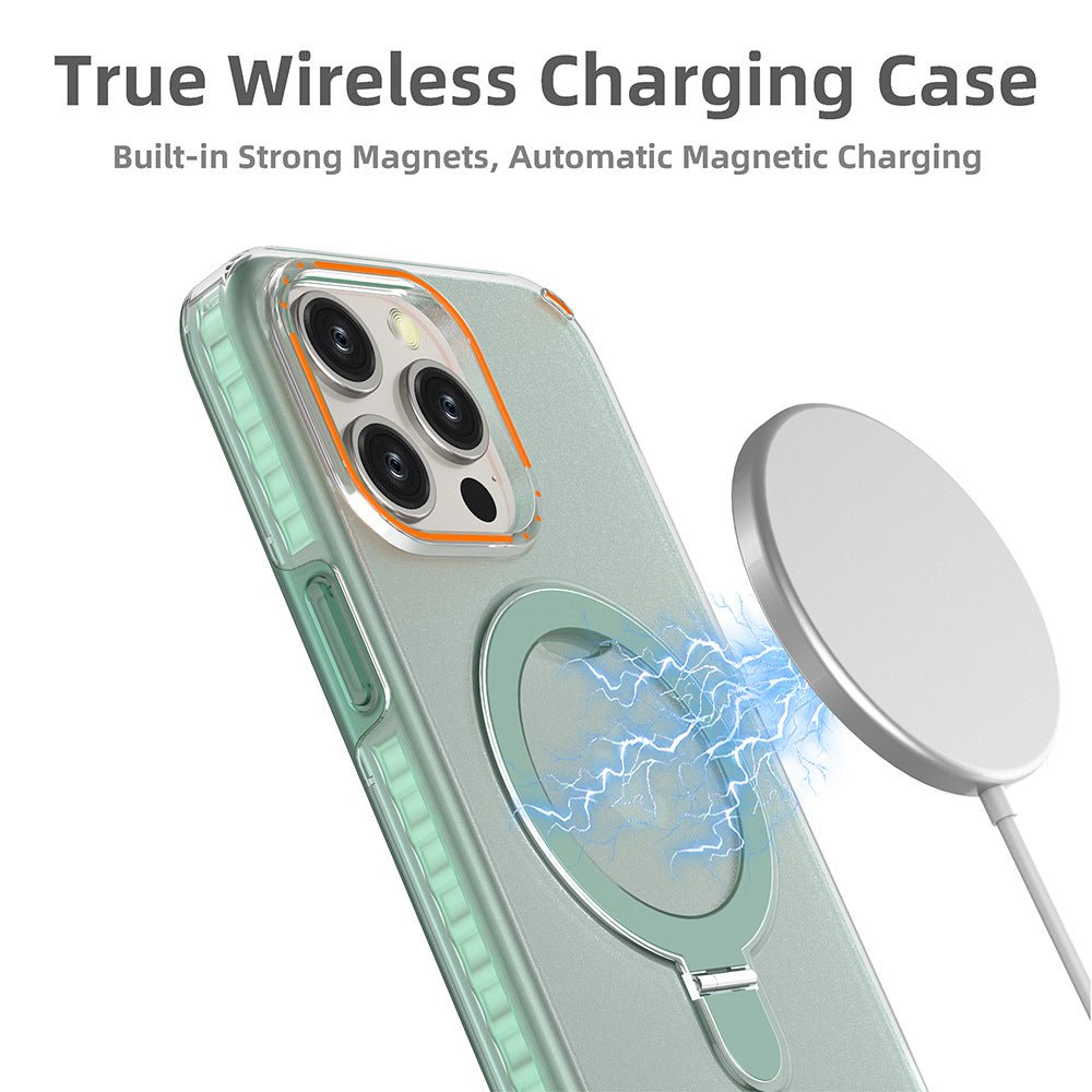 New Colorful Magnetic Bracket Phone Case With Holder Stand Cover For Magesafe Magnetic Transparent Wireless Charge Case For Phone - Jabula & Co