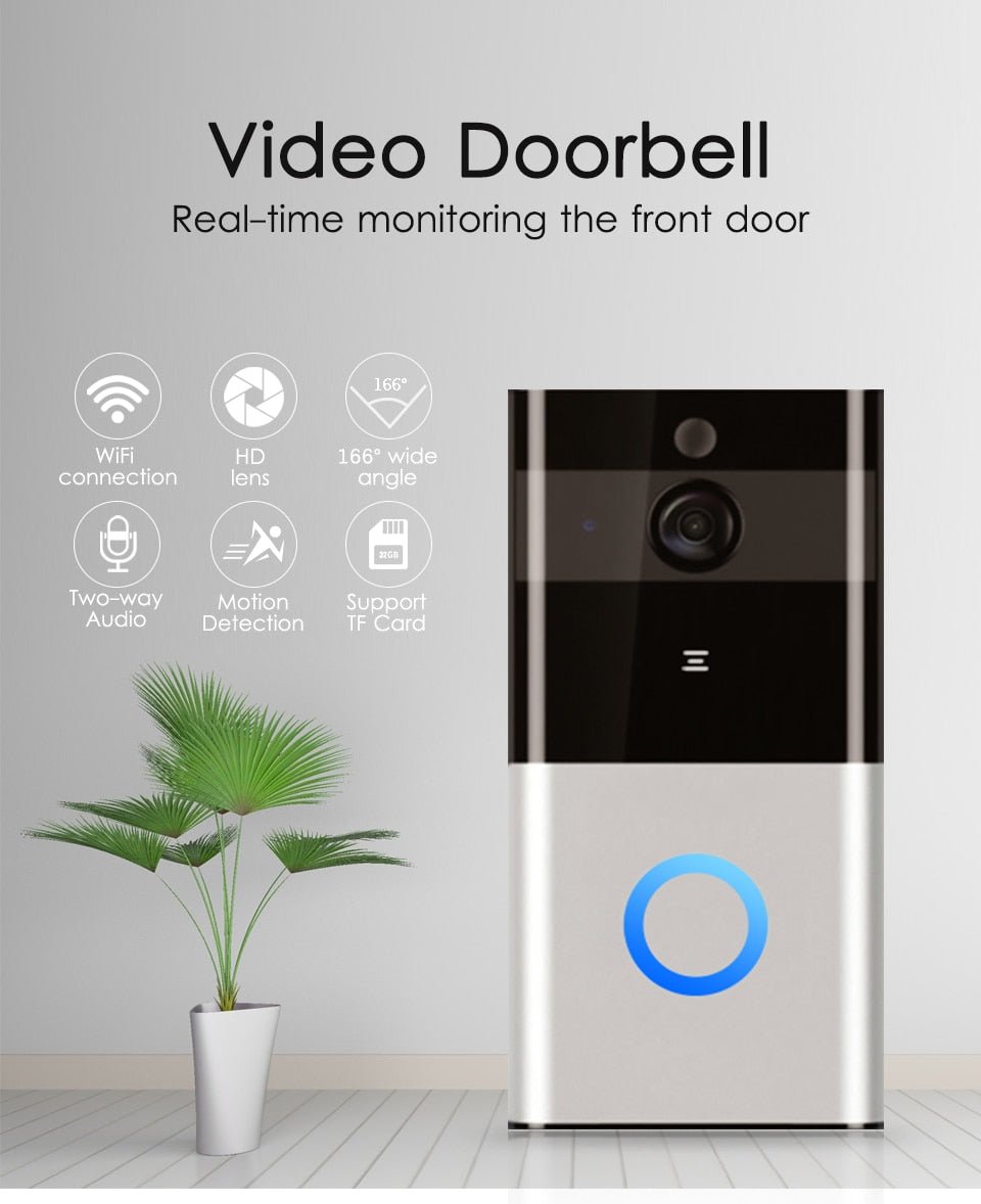 Marlboze 720P WIFI Visual Doorbell Wireless Intercom Doorbell PIR Motion Detection Night View SD card Video Smart Doorbell Ring - Jabula & Co