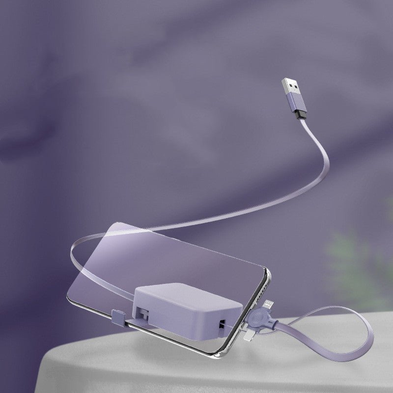 4 In 1 Retractable USB Cable Creative Macaron Type C Micro Cable For I Phone With Phone Stand Charging Data Cable Line Storage Box - Jabula & Co