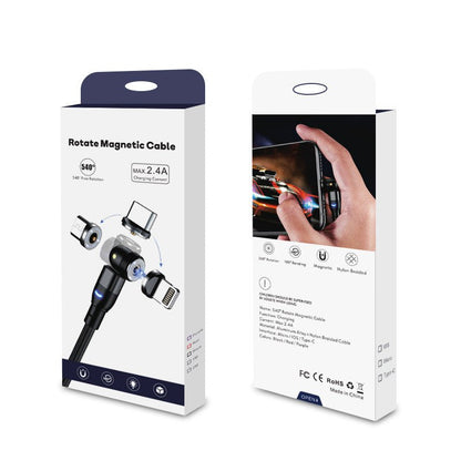 Data Cable 540 Degree Blind Suction Round Magnetic Charging Cable Three-in-one Bent Magnetic Cable - Jabula & Co