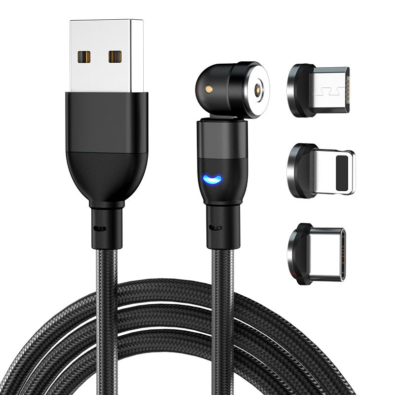 Data Cable 540 Degree Blind Suction Round Magnetic Charging Cable Three-in-one Bent Magnetic Cable - Jabula & Co