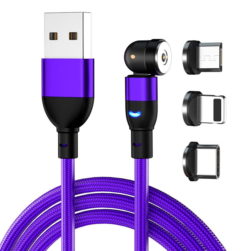 Data Cable 540 Degree Blind Suction Round Magnetic Charging Cable Three-in-one Bent Magnetic Cable - Jabula & Co