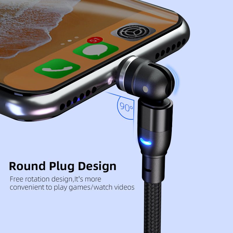 Data Cable 540 Degree Blind Suction Round Magnetic Charging Cable Three-in-one Bent Magnetic Cable - Jabula & Co