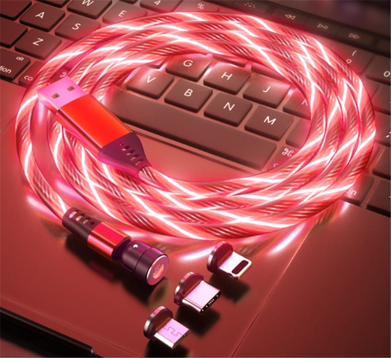 540 Rotate Luminous Magnetic Cable 3A Fast Charging Mobile Phone Charge Cable For LED Micro USB Type C For I Phone Cable - Jabula & Co