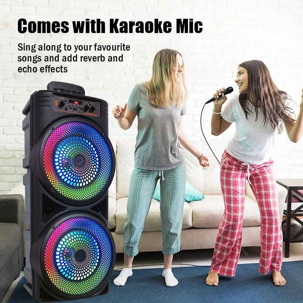 Portable Bluetooth Speaker Sub Woofer Heavy Bass Sound System Party Mic UK