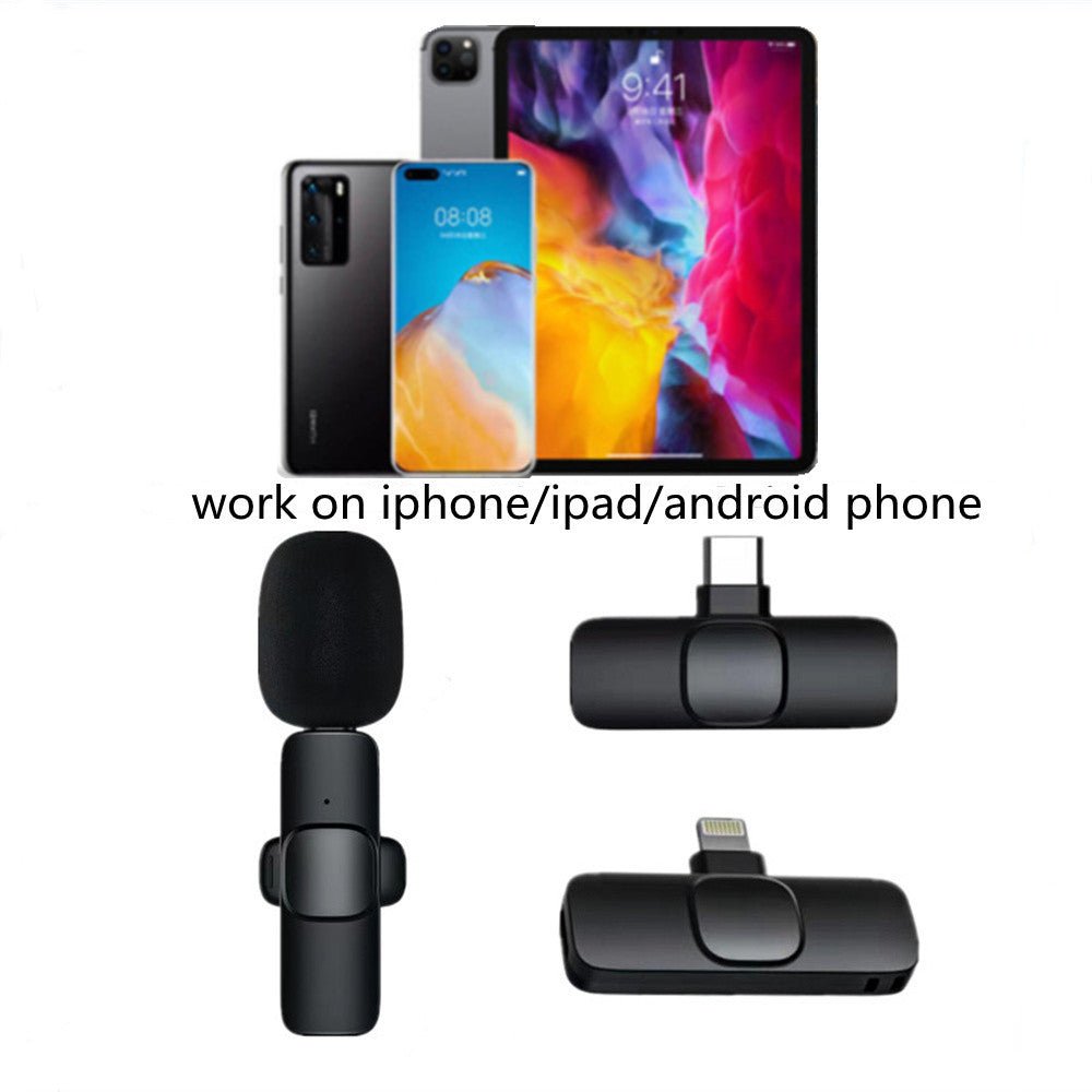 Wireless Lavalier Microphone Portable Audio Video Recording Mini Mic For I Phone Android Long Battery Life Live Broadcast Gaming - Jabula & Co