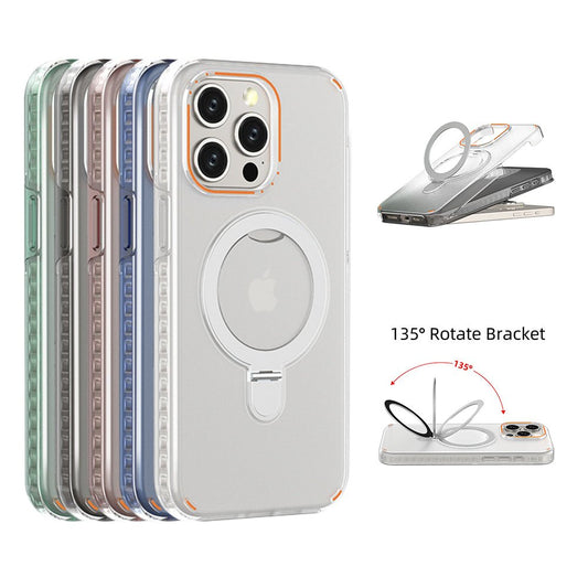New Colorful Magnetic Bracket Phone Case With Holder Stand Cover For Magesafe Magnetic Transparent Wireless Charge Case For Phone - Jabula & Co