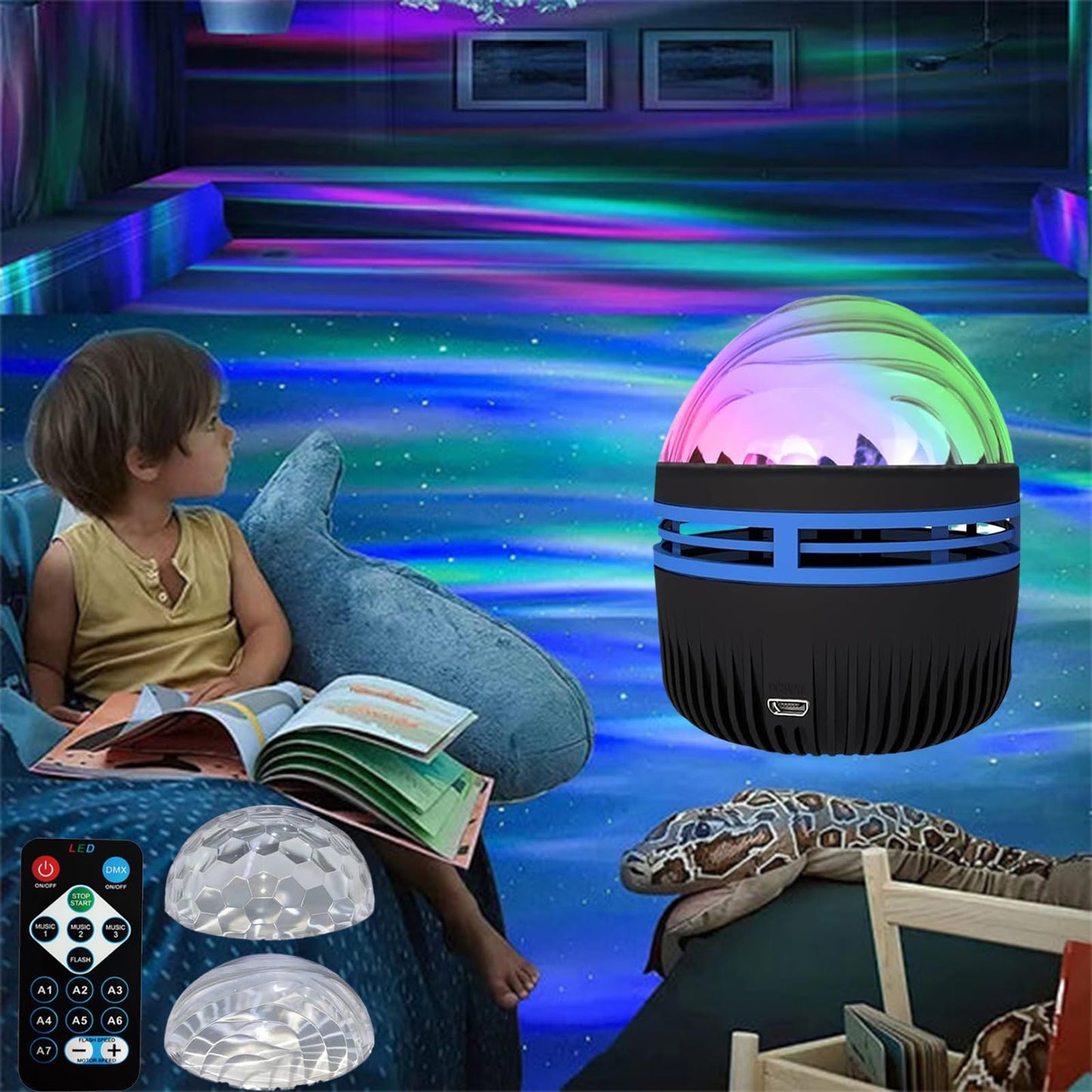LED Star Galaxy Projector Lamp Spotlight Colorful Rotating Magic Ball Bedroom Atmosphere Lamp Bar KTV Disco Party Stage Light - Jabula & Co