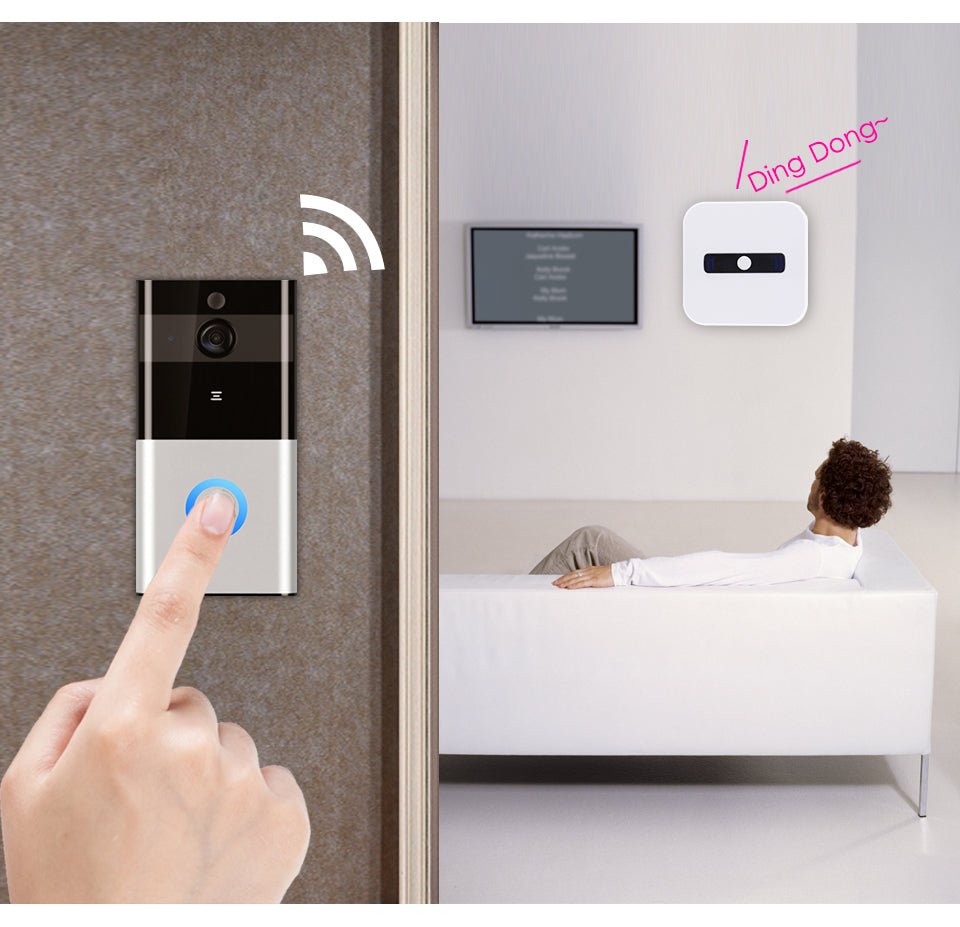 Marlboze 720P WIFI Visual Doorbell Wireless Intercom Doorbell PIR Motion Detection Night View SD card Video Smart Doorbell Ring - Jabula & Co