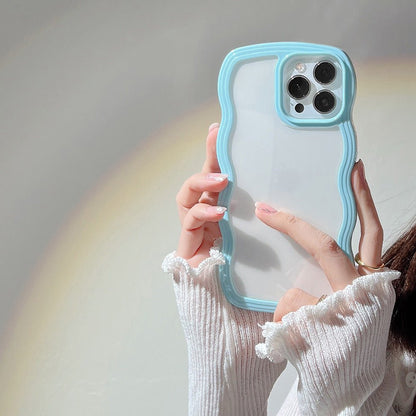 Wave Border Mobile Phone Case Solid Color Simple Candy Color - Jabula & Co