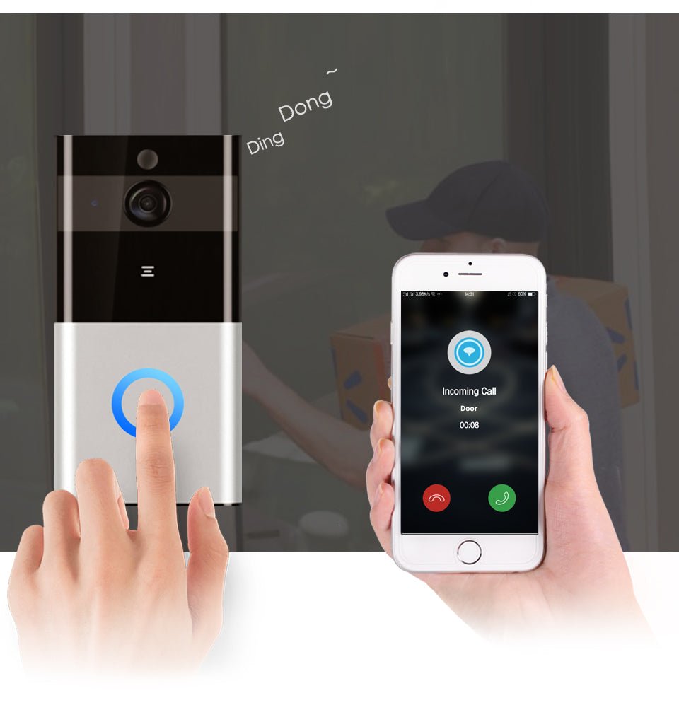 Marlboze 720P WIFI Visual Doorbell Wireless Intercom Doorbell PIR Motion Detection Night View SD card Video Smart Doorbell Ring - Jabula & Co