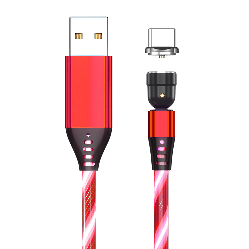 540 Rotate Luminous Magnetic Cable 3A Fast Charging Mobile Phone Charge Cable For LED Micro USB Type C For I Phone Cable by Beckett