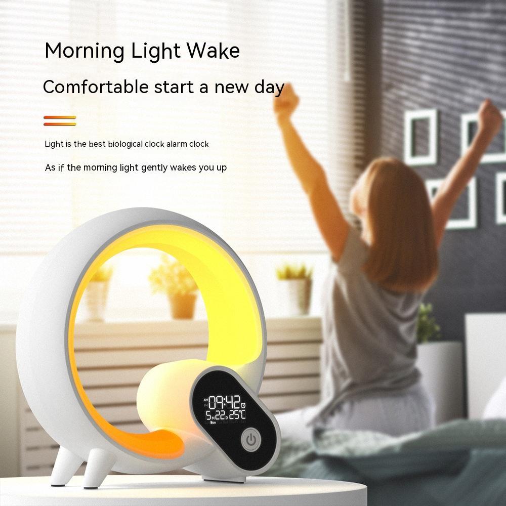 Creative Q Light Analog Sunrise Digital Display Alarm Clock Bluetooth Audio Intelligent Wake-up Q Colorful Atmosphere Light by Jabula & Co