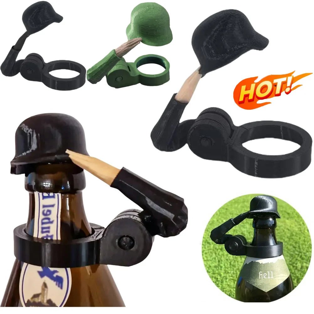 Soldier Salute Beer Bottle Helmet Dustproof Beer Helmet Topper Creative Beer Bottle Cap For Party Bar - Jabula & Co