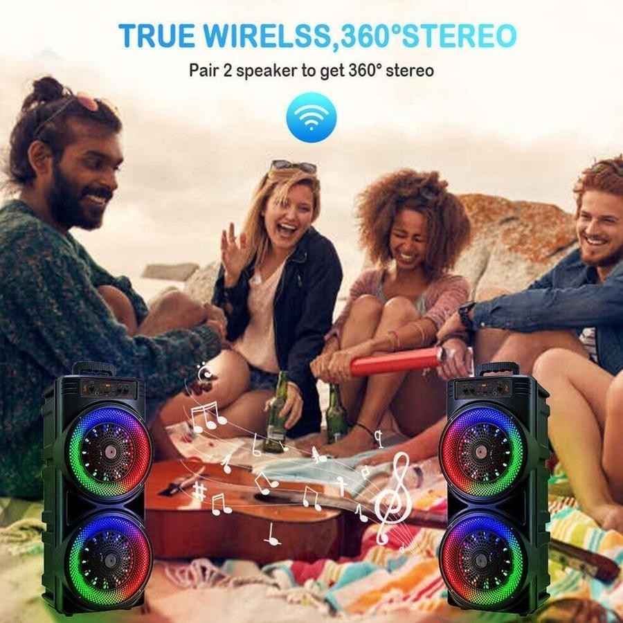 Portable Bluetooth Speaker Sub Woofer Heavy Bass Sound System Party Mic UK