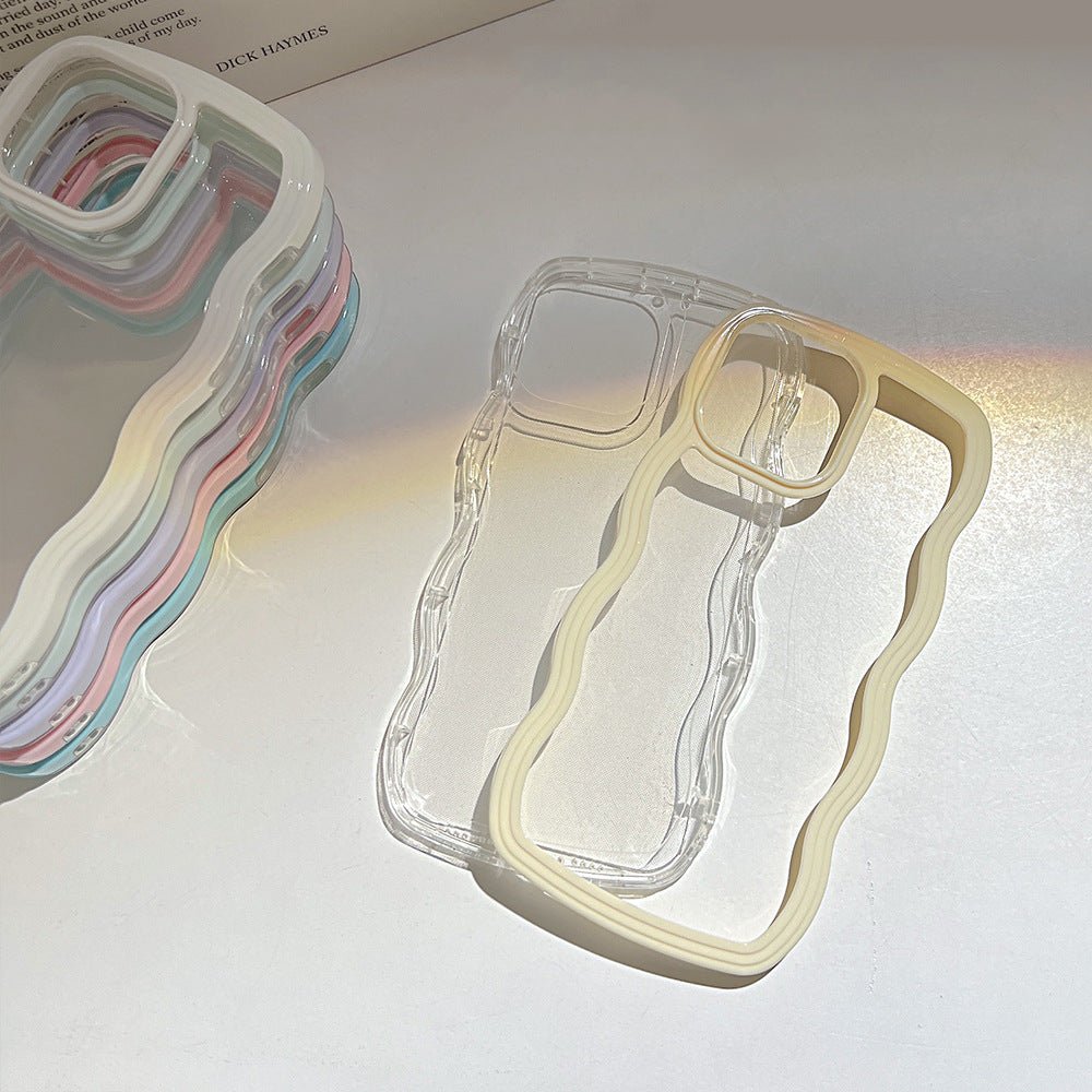 Wave Border Mobile Phone Case Solid Color Simple Candy Color - Jabula & Co