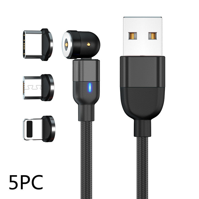 Data Cable 540 Degree Blind Suction Round Magnetic Charging Cable Three-in-one Bent Magnetic Cable - Jabula & Co
