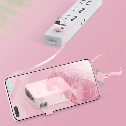4 In 1 Retractable USB Cable Creative Macaron Type C Micro Cable For I Phone With Phone Stand Charging Data Cable Line Storage Box - Jabula & Co