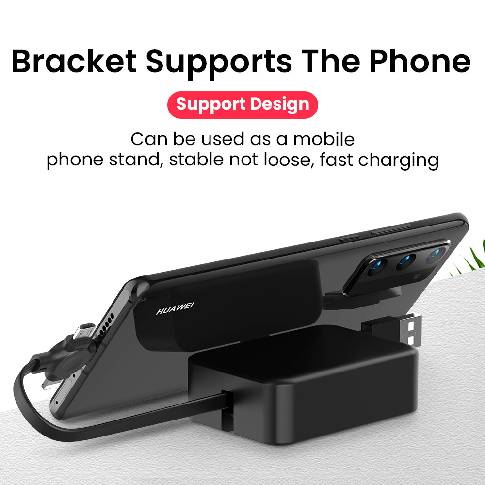 4 In 1 Retractable USB Cable Creative Macaron Type C Micro Cable For I Phone With Phone Stand Charging Data Cable Line Storage Box - Jabula & Co