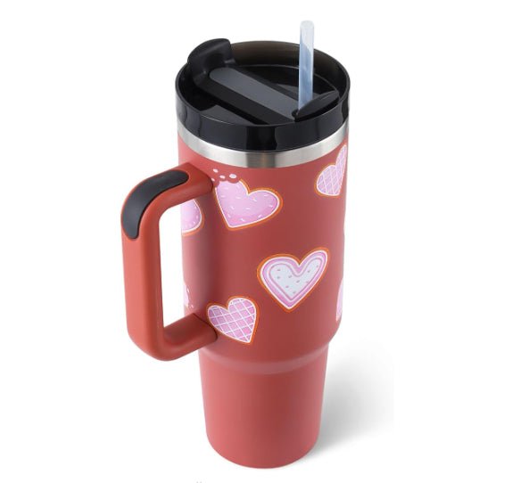 40 Oz Tumbler With Handle Straw Insulated, Stainless Steel Spill Proof Vacuum Coffee Cup Tumbler With Lid Tapered Mug Gifts For Valentine Lover Suitable For Car Gym Office Travel by Beckett