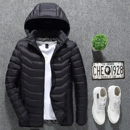 Winter Heated Jacket USB Electric Cotton Coat Zip-up Heater Thermal Clothing Heating Vest For Men - Jabula & Co