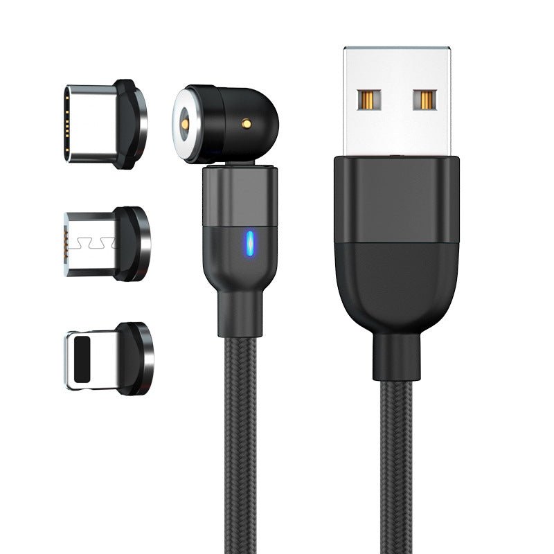 Data Cable 540 Degree Blind Suction Round Magnetic Charging Cable Three-in-one Bent Magnetic Cable - Jabula & Co