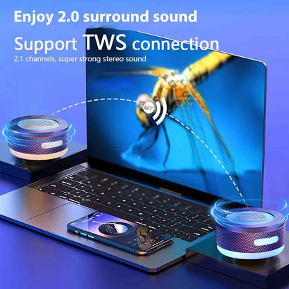 Small Wireless Bone Conduction Speakers Bluetooth Vibration Speaker With Color LED Light Portable Surface Adsorption Speaker - Jabula & Co