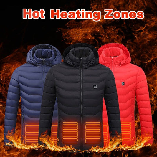 Winter Heated Jacket USB Electric Cotton Coat Zip-up Heater Thermal Clothing Heating Vest For Men - Jabula & Co