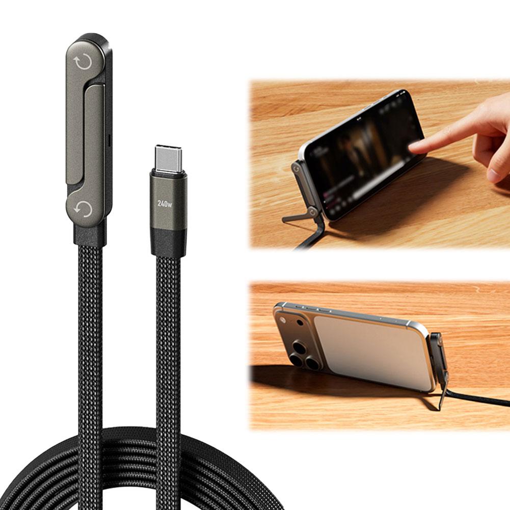 Fast Charging Foldable Bracket Data Cable 2-in-1 Data Wire Foldable Phone Tablet Stand Type-C To Type-C USB-A To Type-C - Jabula & Co