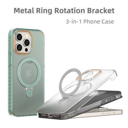 New Colorful Magnetic Bracket Phone Case With Holder Stand Cover For Magesafe Magnetic Transparent Wireless Charge Case For Phone - Jabula & Co