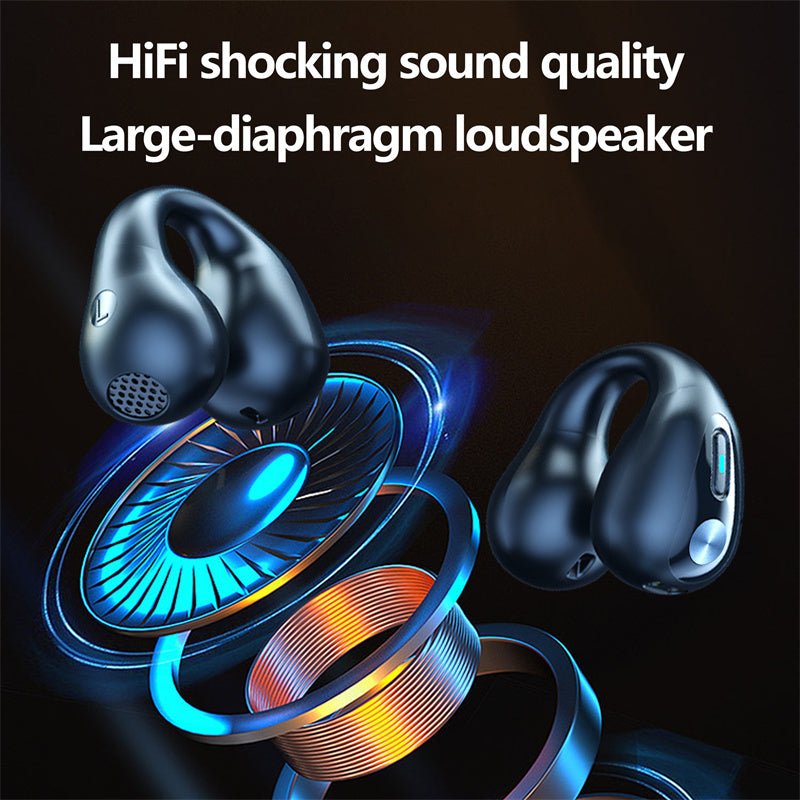 Bone Conduction Headphones TWS Earbuds Ear Clip Bluetooth 5.3 Touch Wireless Earphone In-Ear Bass HIFI Sports Headset - Jabula & Co