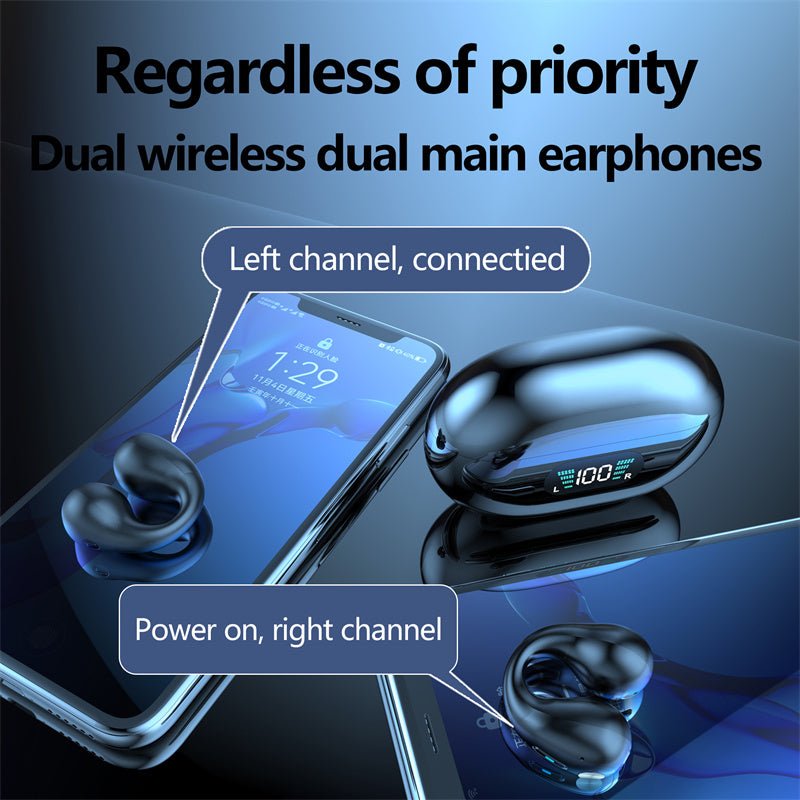 Bone Conduction Headphones TWS Earbuds Ear Clip Bluetooth 5.3 Touch Wireless Earphone In-Ear Bass HIFI Sports Headset - Jabula & Co