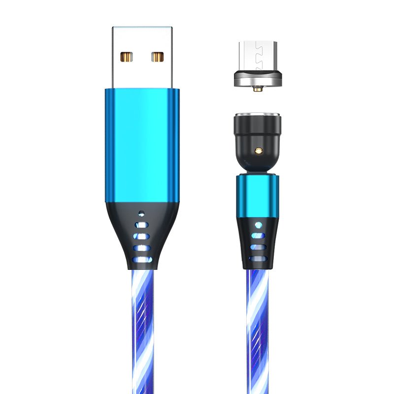 540 Rotate Luminous Magnetic Cable 3A Fast Charging Mobile Phone Charge Cable For LED Micro USB Type C For I Phone Cable - Jabula & Co