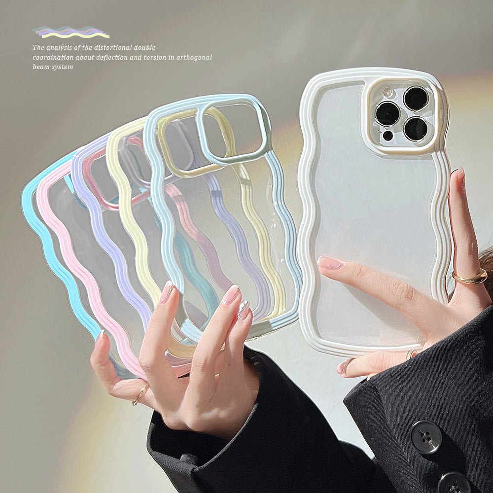 Wave Border Mobile Phone Case Solid Color Simple Candy Color - Jabula & Co