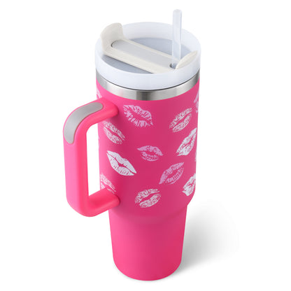 40 Oz Tumbler With Handle Straw Insulated, Stainless Steel Spill Proof Vacuum Coffee Cup Tumbler With Lid Tapered Mug Gifts For Valentine Lover Suitable For Car Gym Office Travel by Beckett