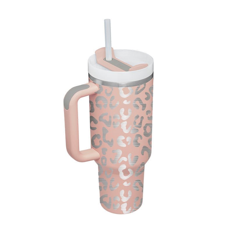 40 Oz Tumbler With Handle Straw Insulated, Stainless Steel Spill Proof Vacuum Coffee Cup Tumbler With Lid Tapered Mug Gifts For Valentine Lover Suitable For Car Gym Office Travel - Jabula & Co