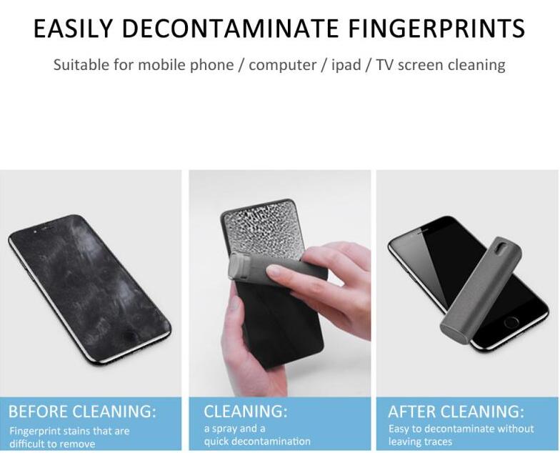 2 In 1 Phone Computer Screen Cleaner Kit For Screen Dust Removal Microfiber Cloth Set - Jabula & Co