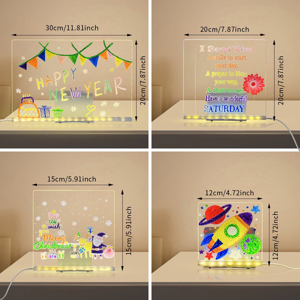 LED Acrylic Drawing Board DIY Erasable Luminous Writing Boards With Stand USB Plug Message Board With NightLight by Jabula & Co