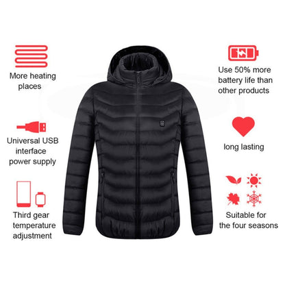 Winter Heated Jacket USB Electric Cotton Coat Zip-up Heater Thermal Clothing Heating Vest For Men - Jabula & Co