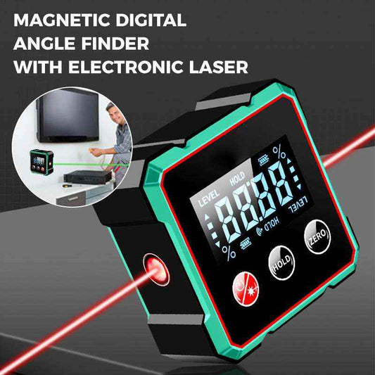 Magnetic Digital Angle Finder With Electronic Laser Gauge Protractor Inclinometer Level Magnets Level Ruler Angle Slope