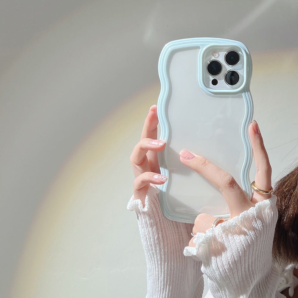 Wave Border Mobile Phone Case Solid Color Simple Candy Color - Jabula & Co