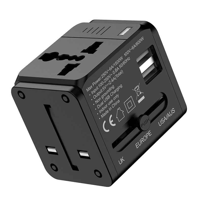Multi-function Travel Charger Dual USB Port Universal Adapter