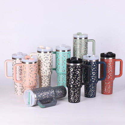 40 Oz Tumbler With Handle Straw Insulated, Stainless Steel Spill Proof Vacuum Coffee Cup Tumbler With Lid Tapered Mug Gifts For Valentine Lover Suitable For Car Gym Office Travel - Jabula & Co