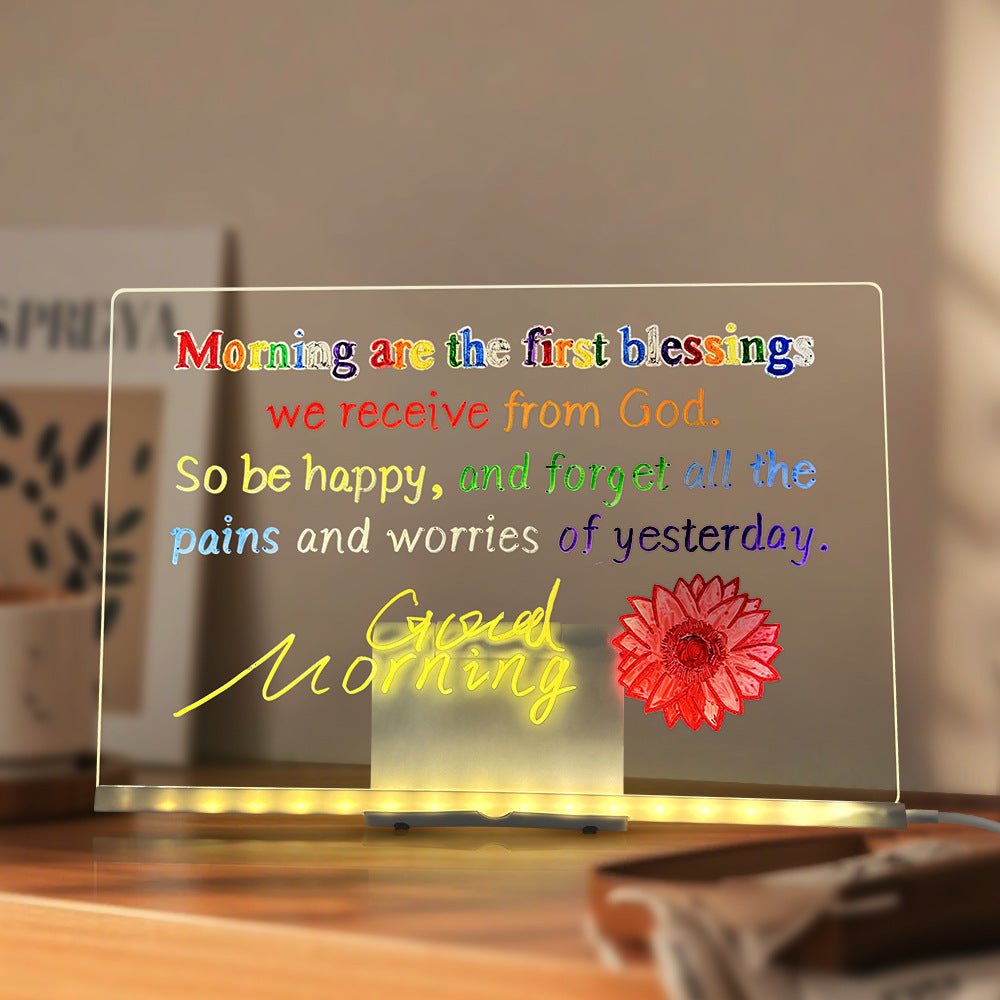 LED Acrylic Drawing Board DIY Erasable Luminous Writing Boards With Stand USB Plug Message Board With NightLight by Jabula & Co