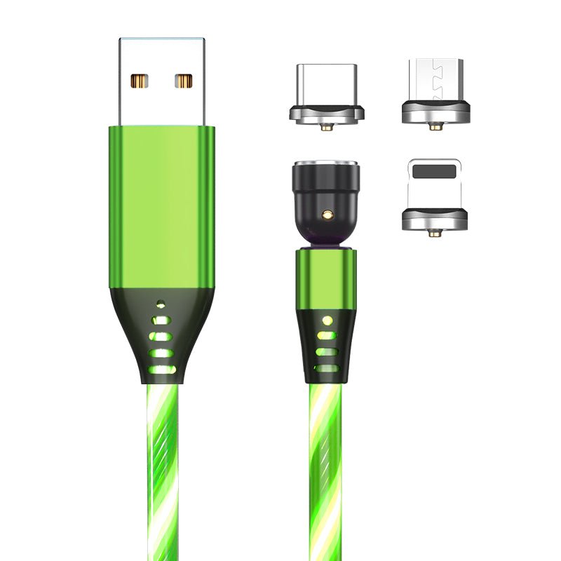 540 Rotate Luminous Magnetic Cable 3A Fast Charging Mobile Phone Charge Cable For LED Micro USB Type C For I Phone Cable - Jabula & Co