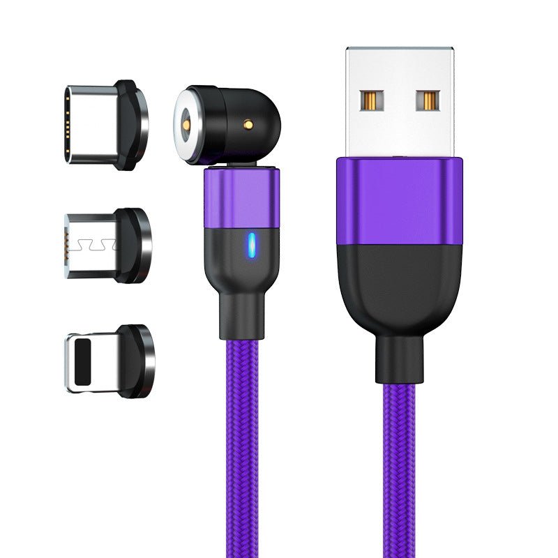 Data Cable 540 Degree Blind Suction Round Magnetic Charging Cable Three-in-one Bent Magnetic Cable - Jabula & Co