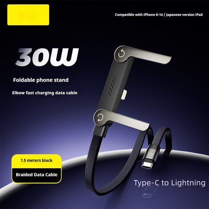 Fast Charging Foldable Bracket Data Cable 2-in-1 Data Wire Foldable Phone Tablet Stand Type-C To Type-C USB-A To Type-C - Jabula & Co